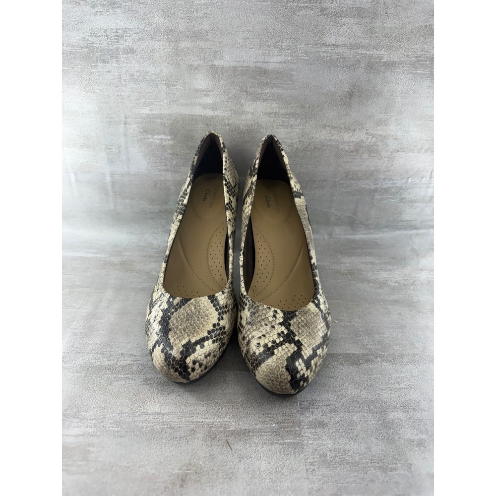 Clarks Collection Adriel Viola Taupe Snake Print Pumps Heels Women Sz 6.5M